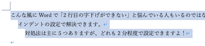 Wordで2行目の字下げができない時の対処法【Mac編】書式のクリア