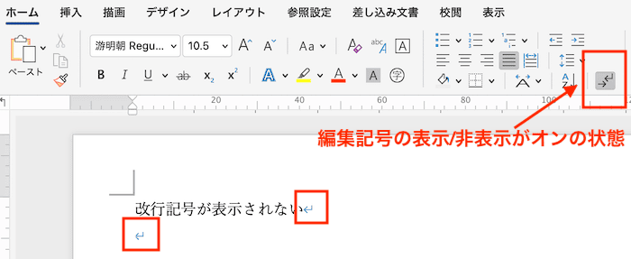 Wordで改行を削除できない時の対処法【Mac編】③：改行記号の表示