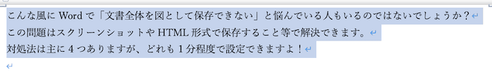 Wordで文書全体を図として保存できない時の対処法【Mac編】①：形式を選択して貼り付けから保存