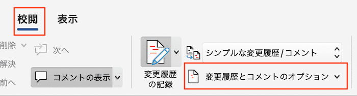 Wordで変更履歴が表示されない時の対処法【Mac編】②：変更履歴の書式設定