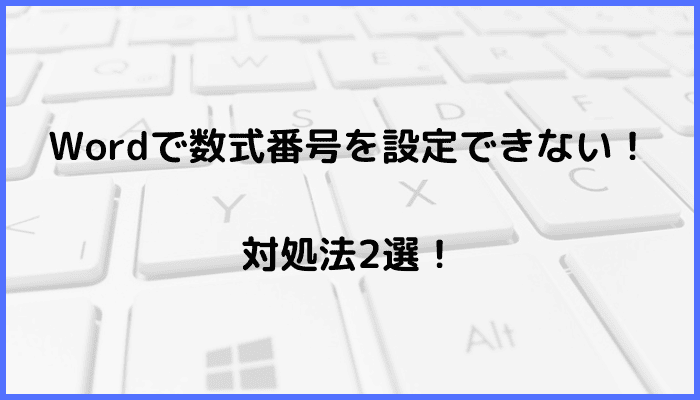 Wordで数式番号を設定できない時の対処法2選