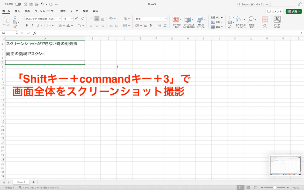 Wordでスクリーンショット(スクショ)ができない時の対処法【Mac編】③：ショートカットキー