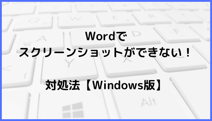 Wordでスクリーンショット(スクショ)ができない時の対処法3選【Windows版】