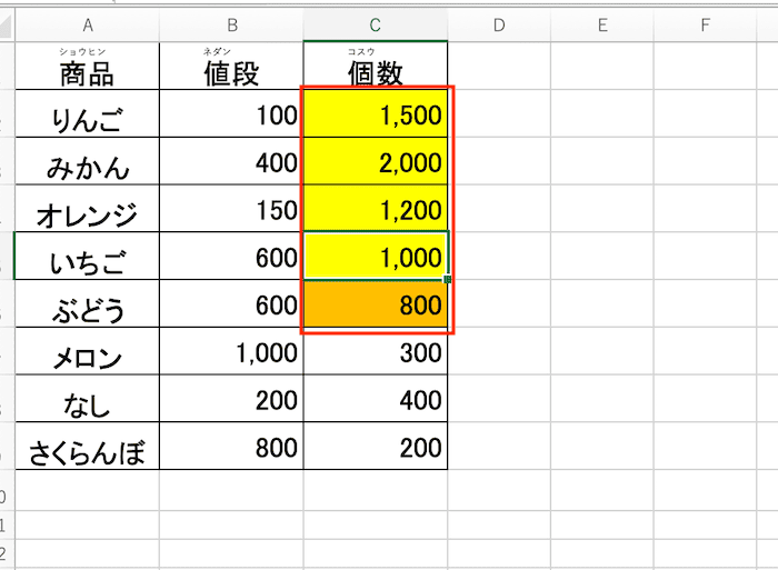 Excelで色フィルターができない時の対処法【Mac編】④：並べ替え機能で色付きセルを抽出