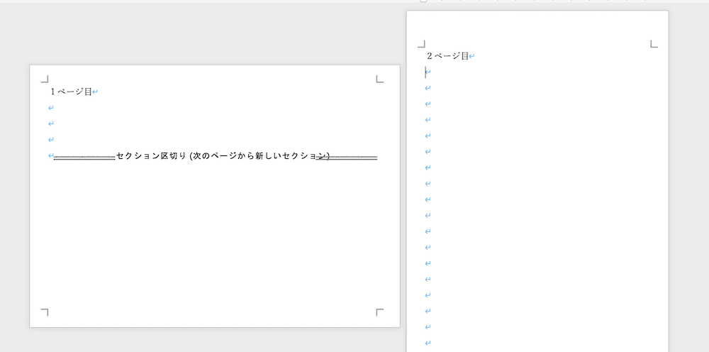 Wordでページ設定ができない時の対処法【Mac編】④：セクション区切りを使いページごとに設定